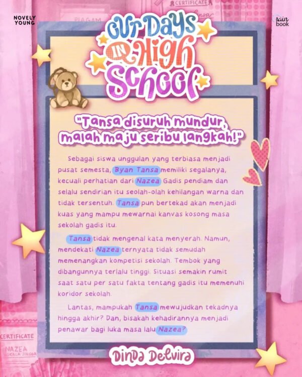 novel our days in high school dinda delvira rainbook publishing gratis biaya packing